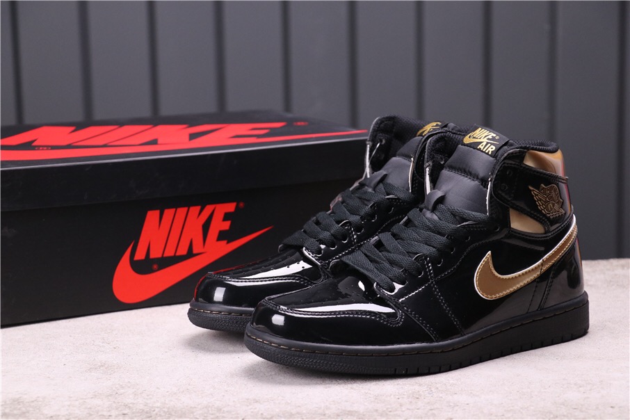 2020 Air Jordan 1 High OG Black Gold Shoes